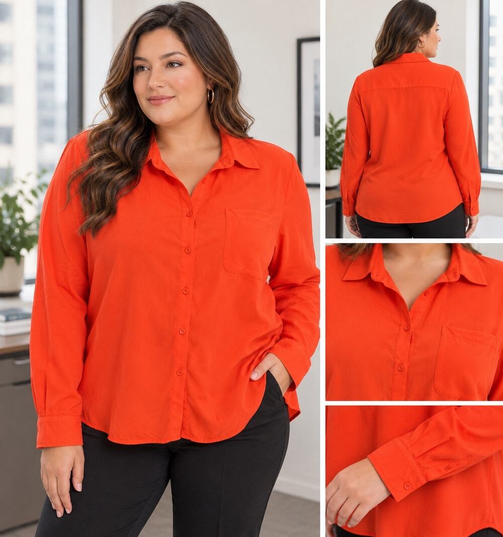 Torrid Orange Lizzie Georgette Button Down Blouse With Pocket Plus Size 22 NWT